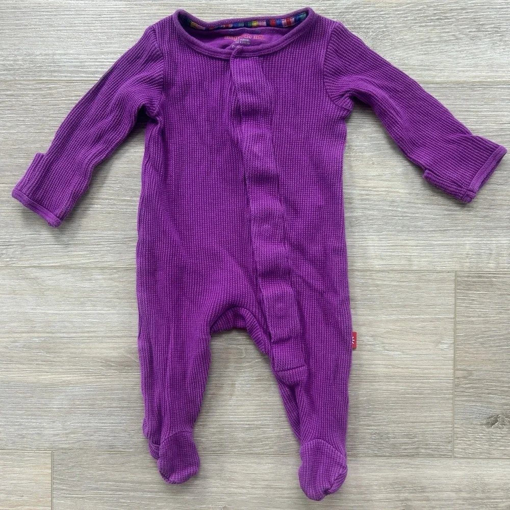 Magnetic Me Newborn Purple Asymmetrical Waffle Thermal One Piece Sleeper